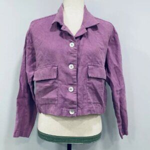 PALOMA WOOL M Purple Linen Tagliatelle Button Shell Minimalist Utility Jacket*